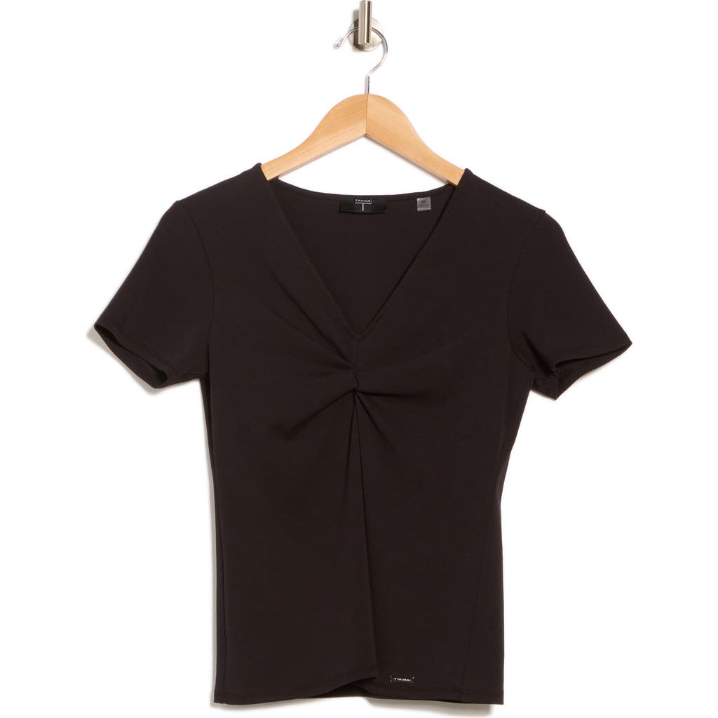 T Tahari Twist Front V-neck T-shirt
