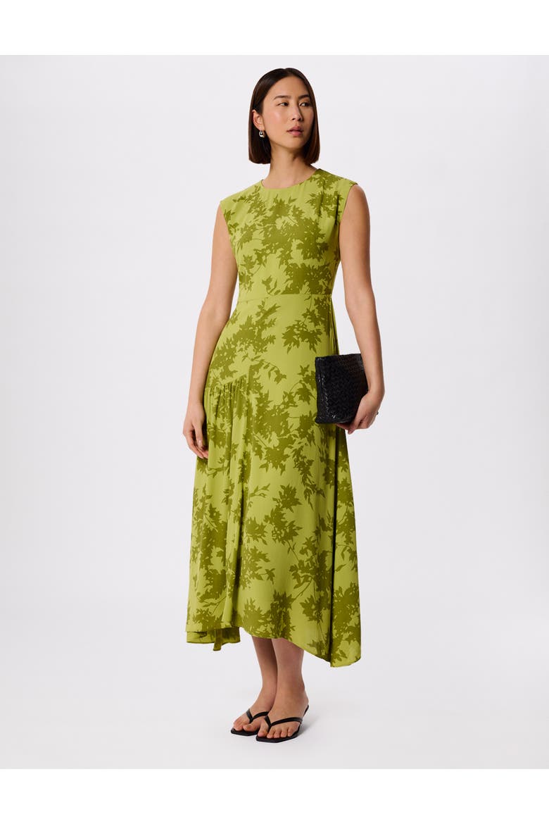 Floral Asymmetric Dress, Main, color, Grn/Multi