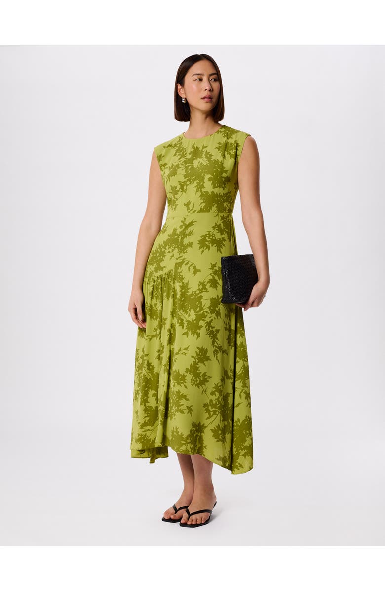 Whistles Floral Asymmetric Dress, Main, color, Grn/Multi