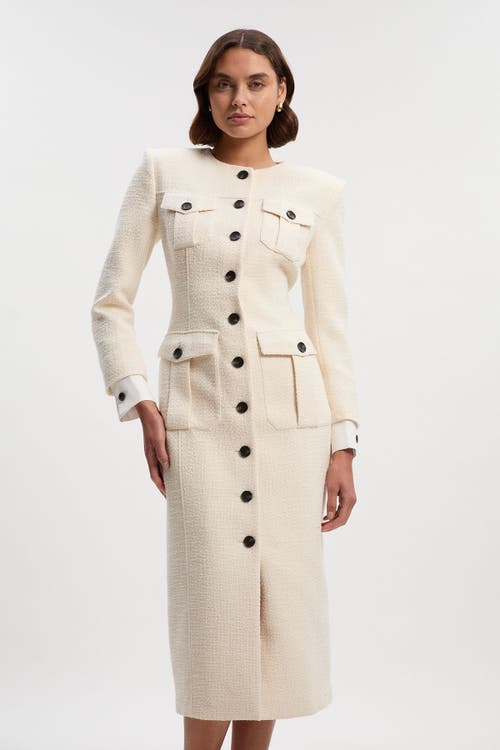 Karen Millen Tailored Pocket Front Midi Dress In White