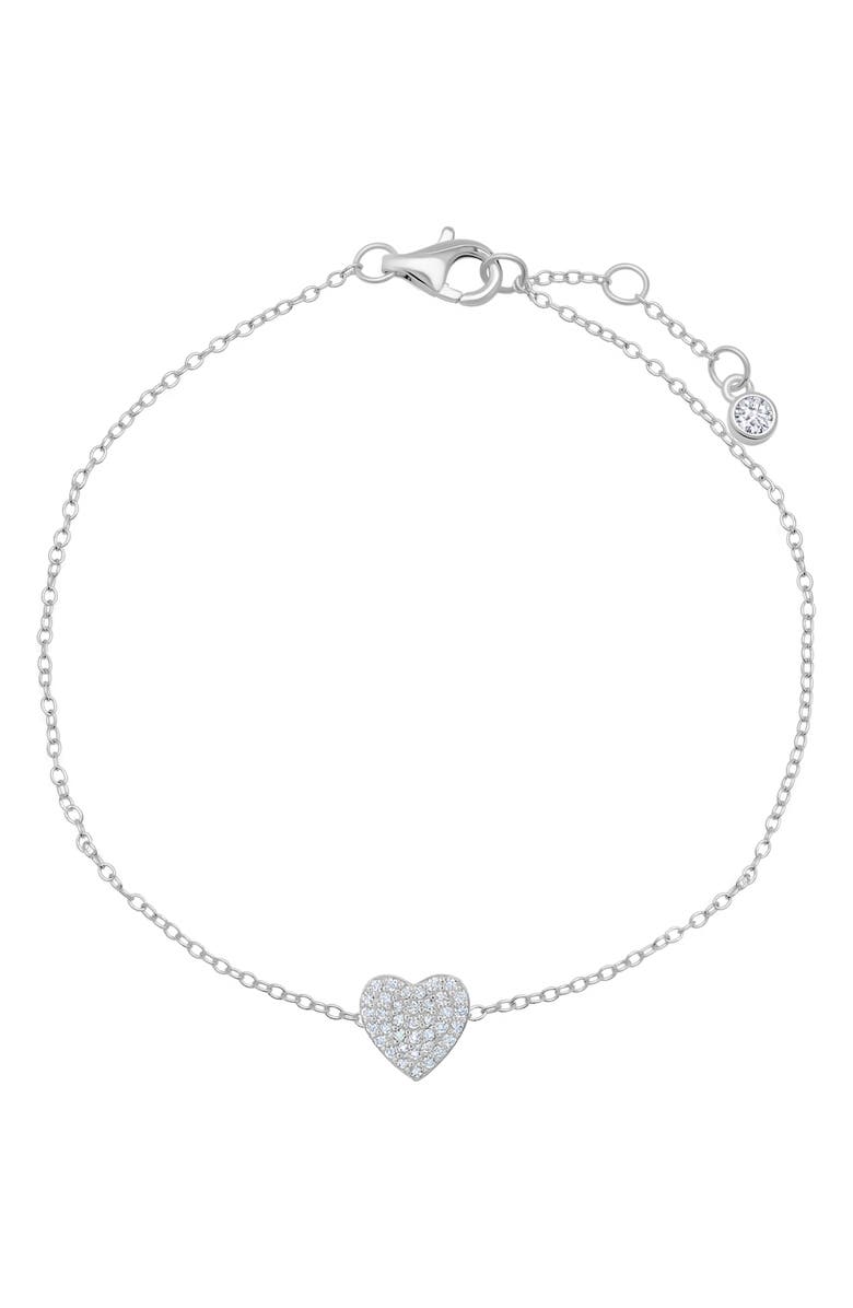 Crislu Pavé Cubic Zirconia Heart Bracelet, Main, color, Pure Platinum/ Clear Stone