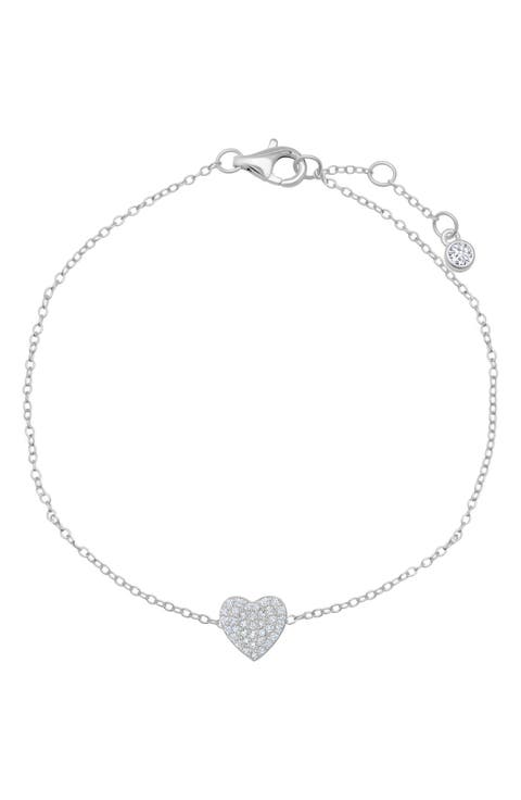 Pavé Cubic Zirconia Heart Bracelet