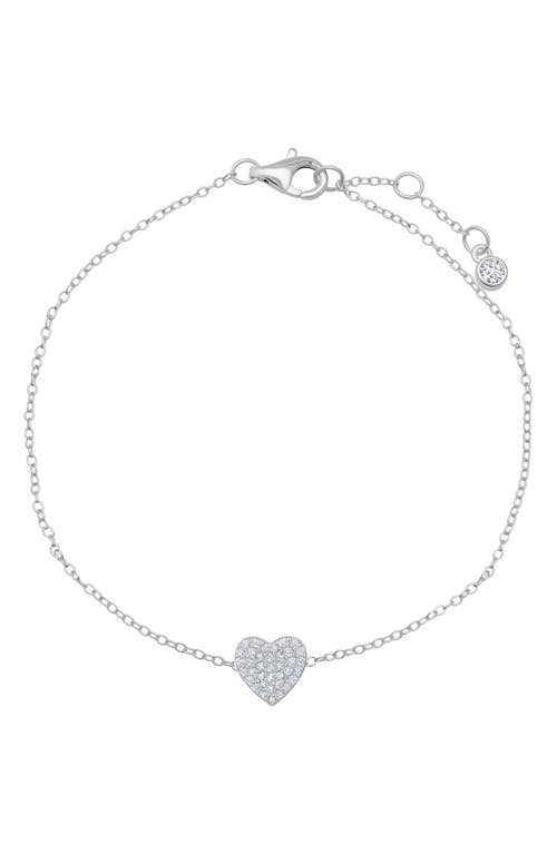 Crislu Pavé Cubic Zirconia Heart Bracelet In Silver