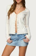 EDIKTED Jesy Iridescent Split Front Top