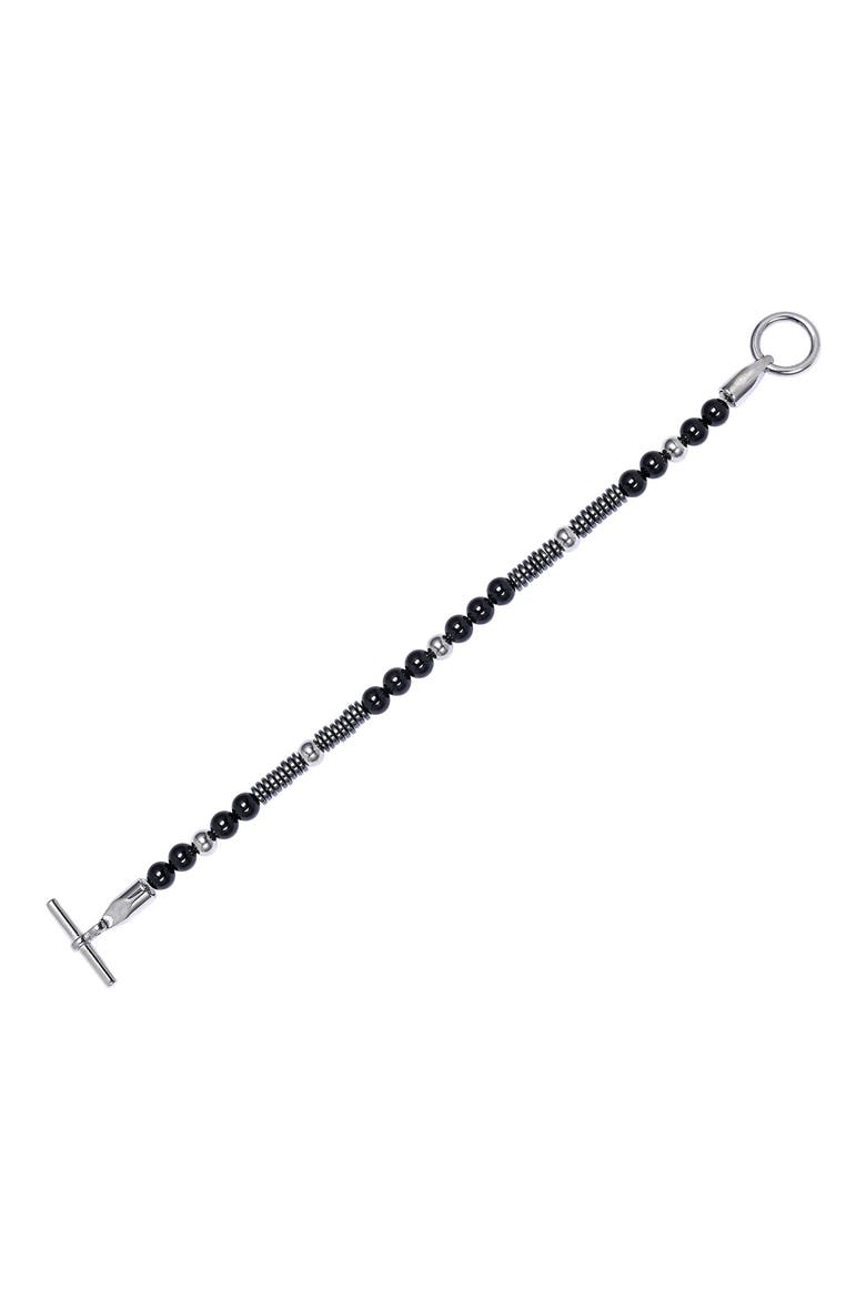 Men's Midnight Agate Beaded Bracelet, Alternate, color, SILVER