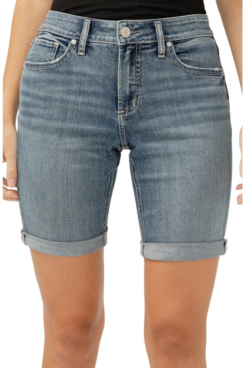 Elyse Curvy Denim Bermuda Shorts, Alternate, color, INDIGO