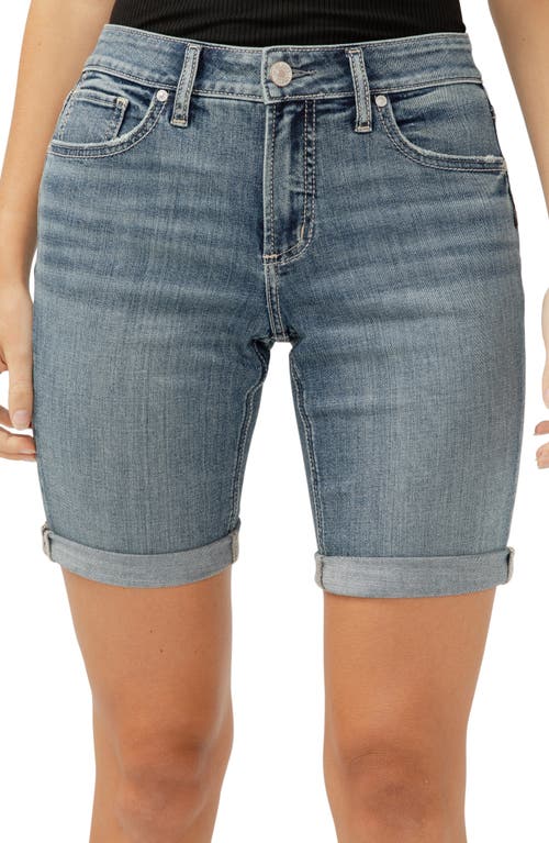 Shop Silver Jeans Co. Elyse Curvy Denim Bermuda Shorts In Indigo