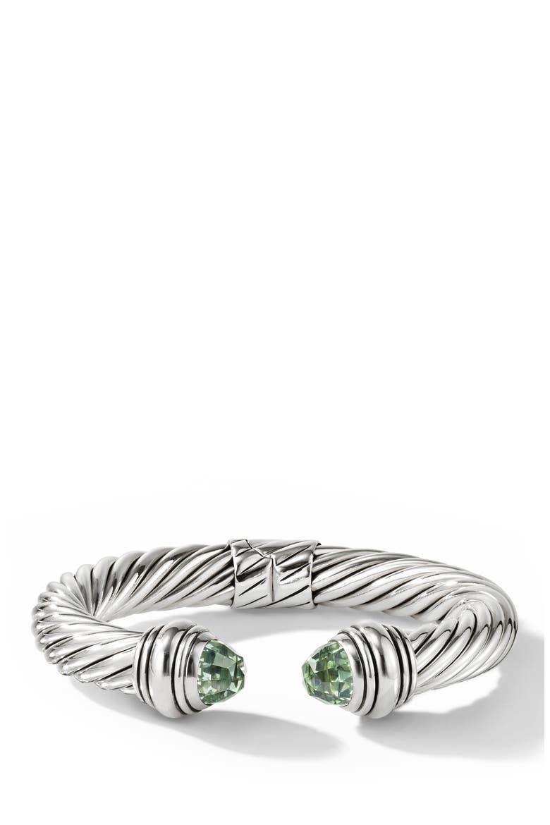 Classic Cable Bracelet in Sterling Silver with 14K Yellow Gold, 10mm, Main, color, STERLING SILVER/ PRASIOLITE