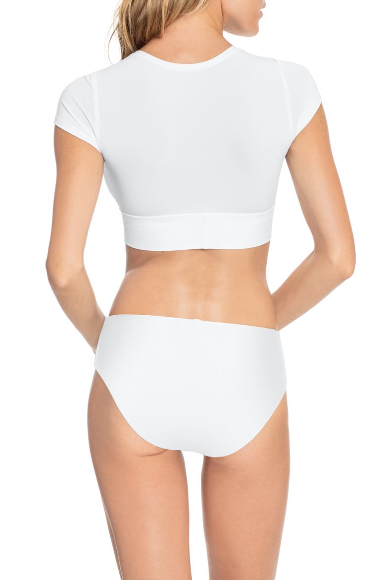 Ava Knot Front Tee Bikini Top, Alternate, color, WHITE