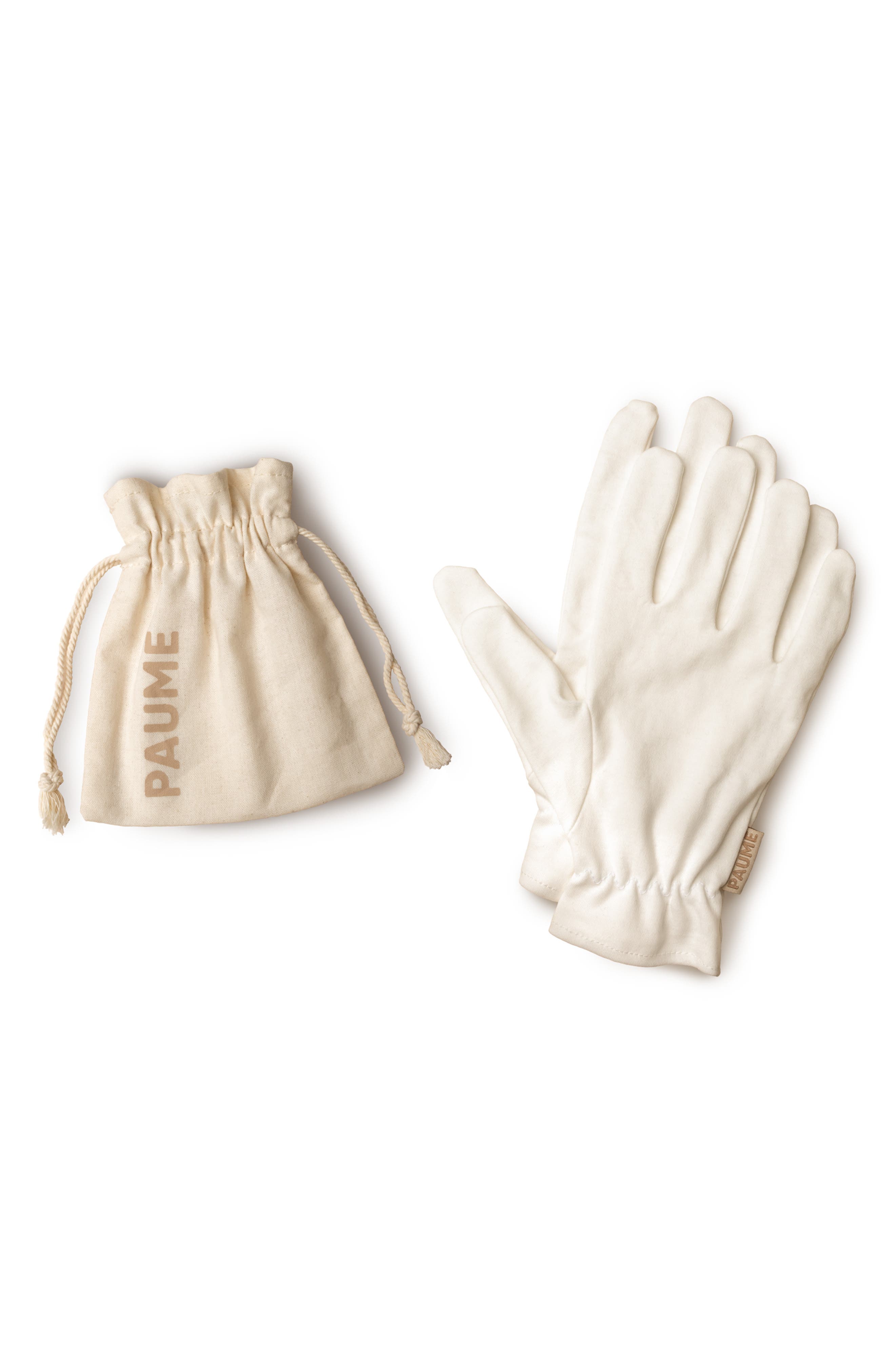 PAUME Cotton Overnight Gloves in Beige 
