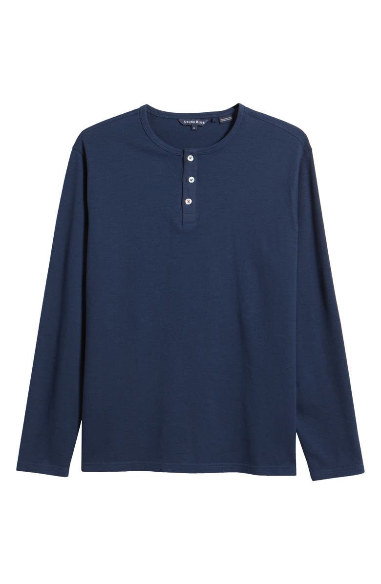 Stone Rose Performance Piqué Henley, Alternate, color, Navy