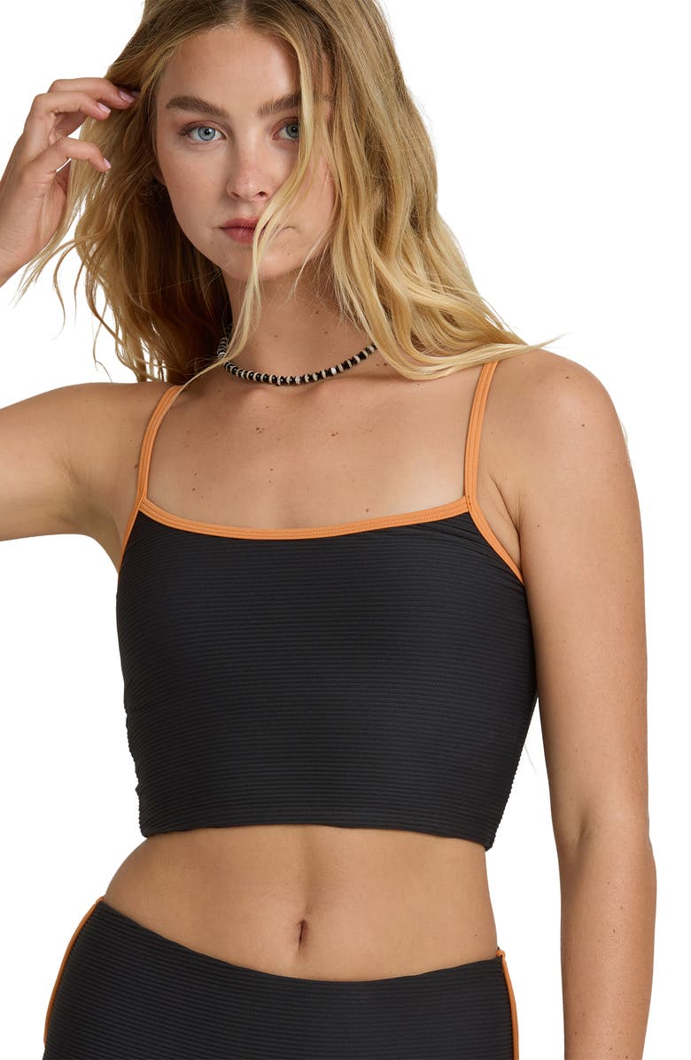 Billabong Tanlines Crop Tankini Top, Alternate, color, Black