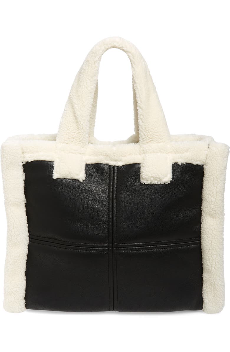 Stand Studio Medium Lolita Faux Shearling & Faux Leather Tote, Alternate, color,