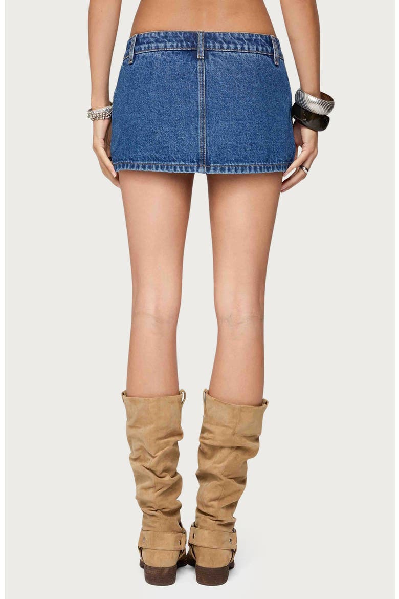 Studded Grommet Low Rise Denim Miniskort, Alternate, color, BLUE-WASHED