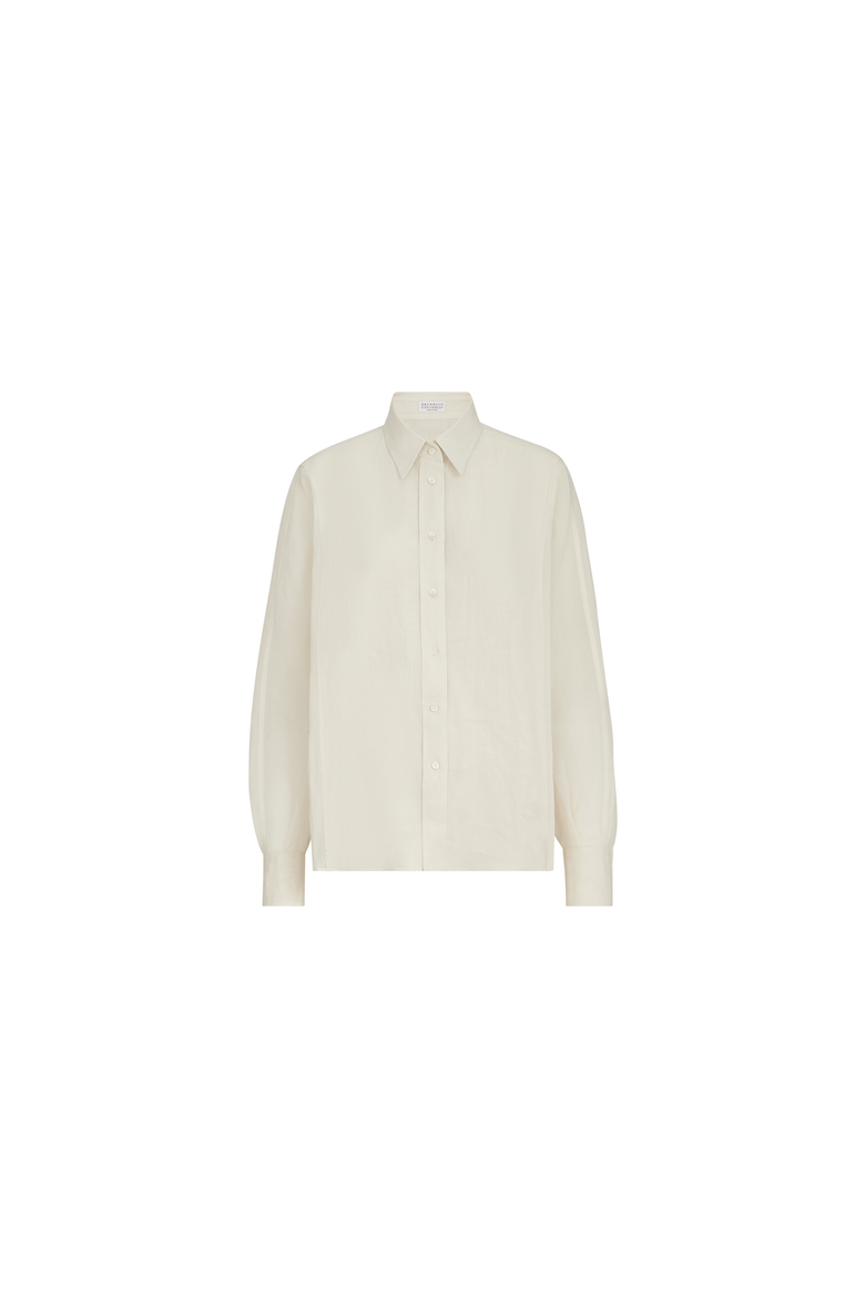 Linen and cotton organza shirt, Alternate, color, Milk