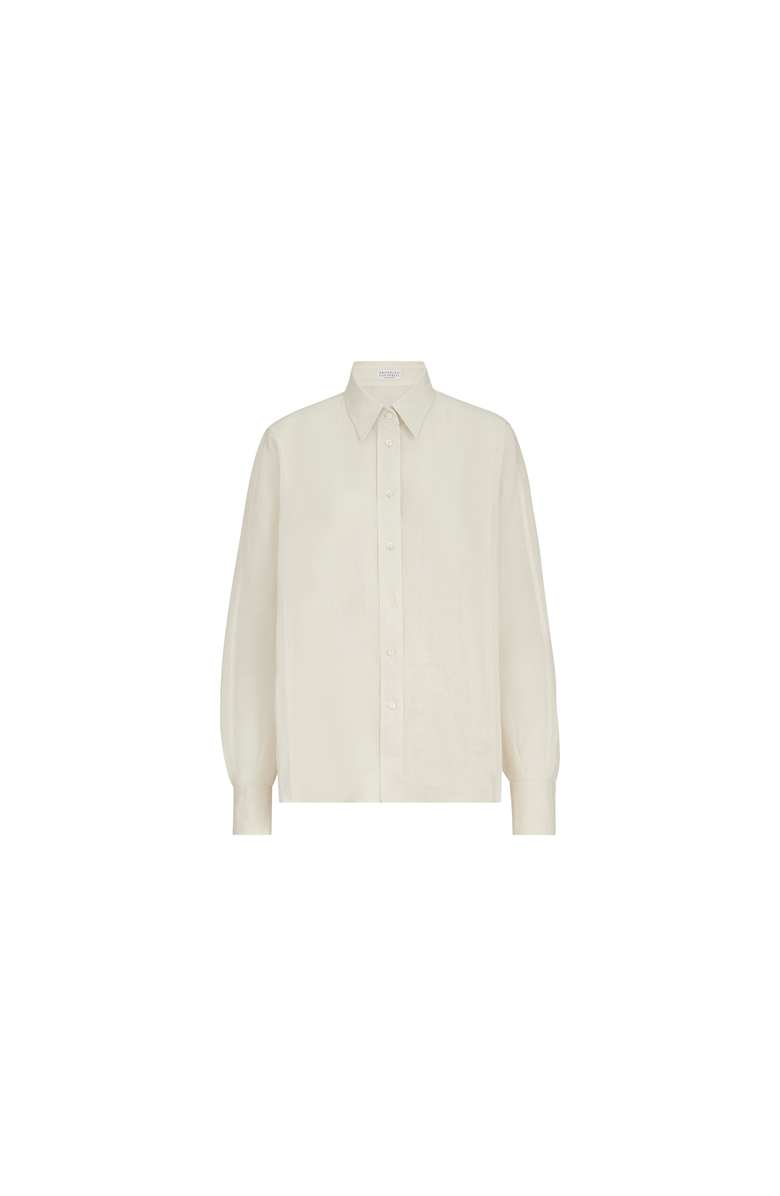Brunello Cucinelli Linen and cotton organza shirt, Alternate, color, Milk