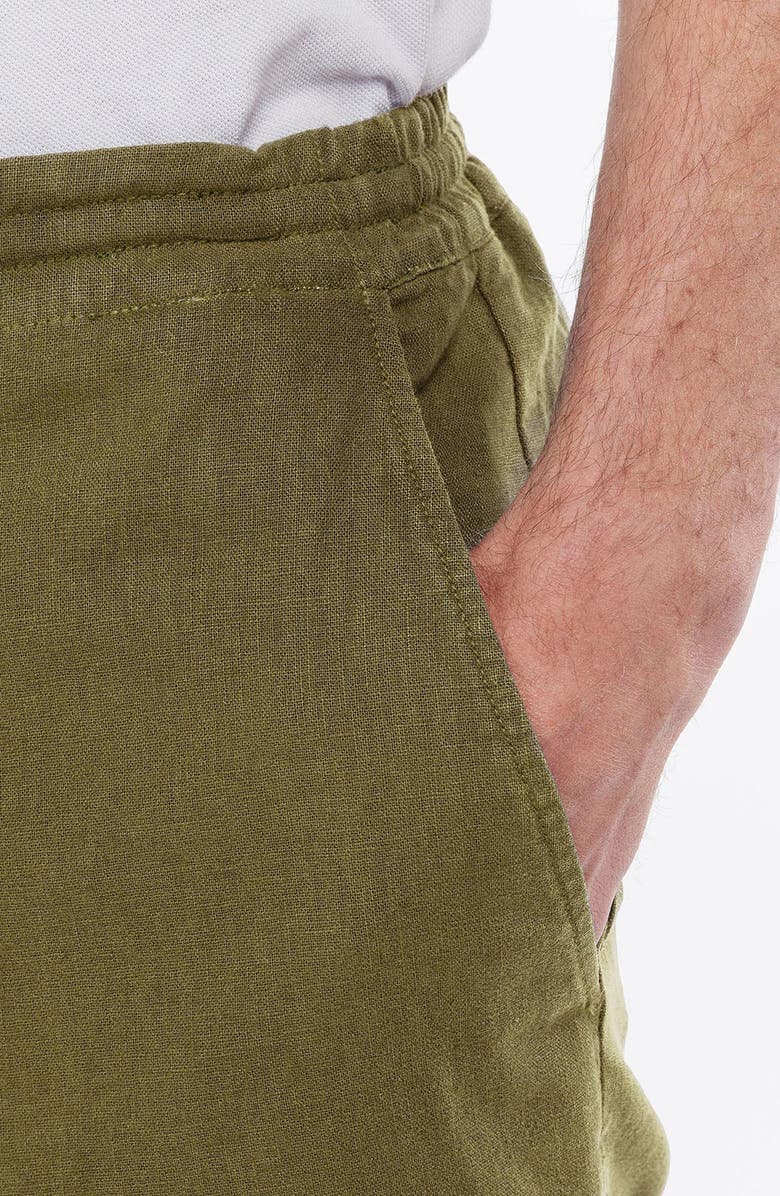 Barbour Linen & Cotton Blend Shorts, Alternate, color, Military Green