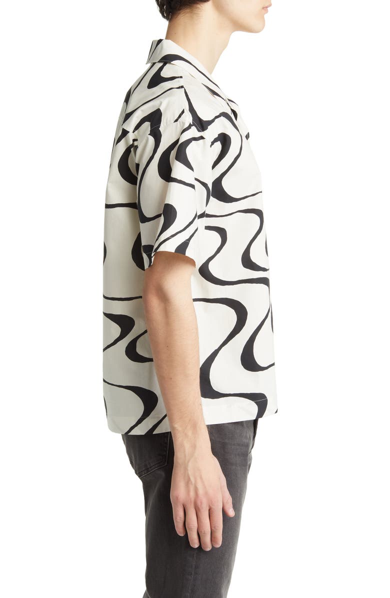 FRAME Abstract Wave Print Short Sleeve Button-Up Camp Shirt, Alternate, color, 