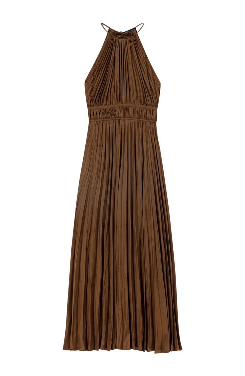 maje Pleated maxi dress, Alternate, color, Brown