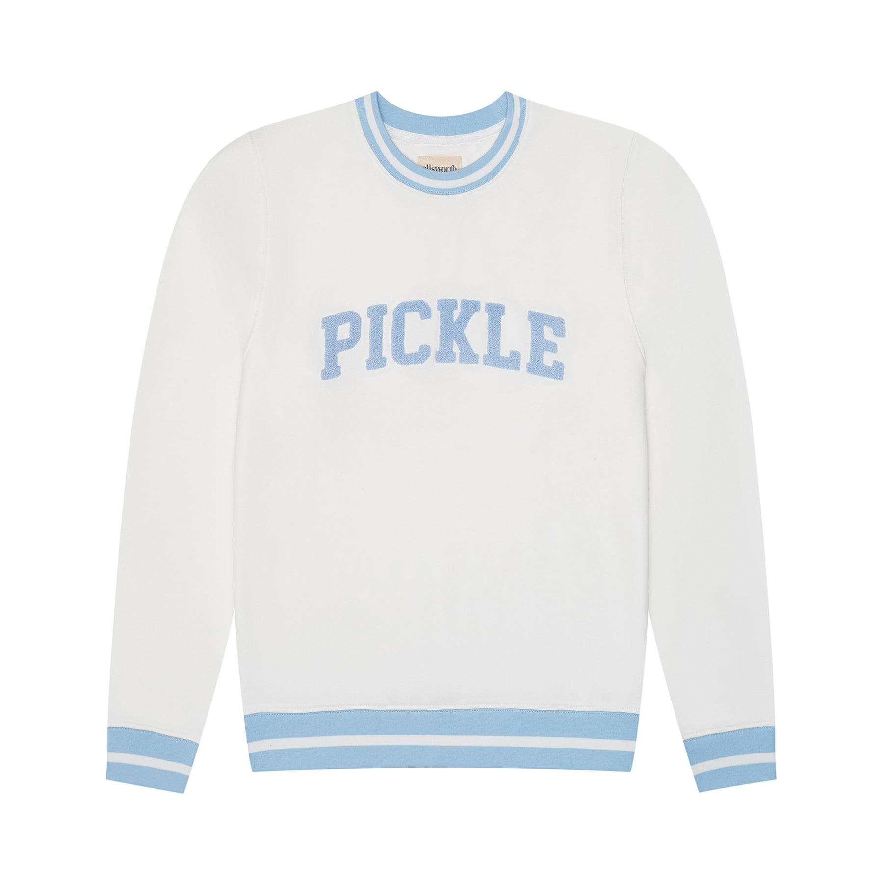 Ellsworth + Ivey Elle Women's Sweatshirt Collegiate Pickle in Ivory /Light Blue 