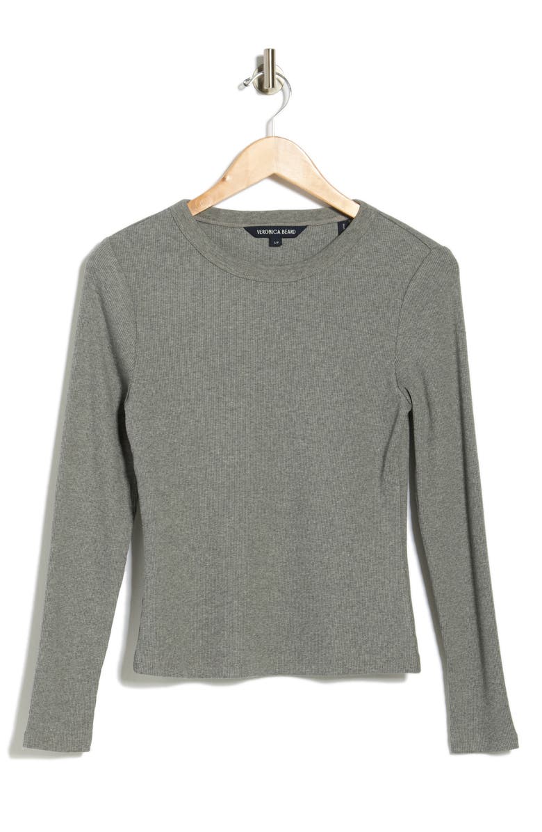 Veronica Beard Pruitt Stretch Cotton Rib Top, Alternate, color, Medium Heather Grey