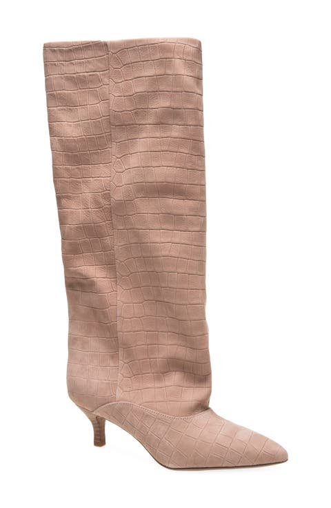 Brisbane Croc Embossed Leather Knee High Boot