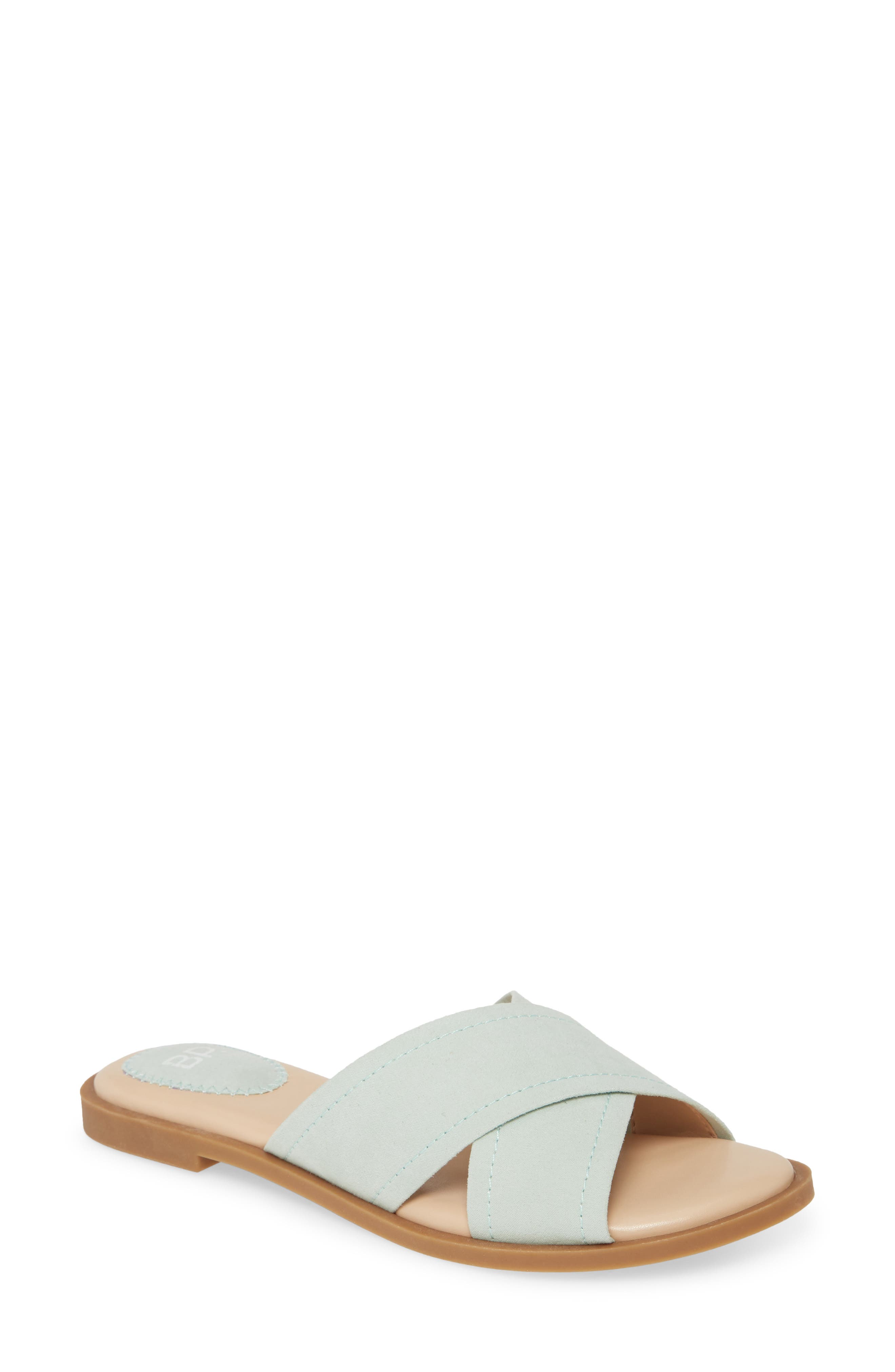 Winnie Slide Sandal, Main, color, MINT FAUX SUEDE
