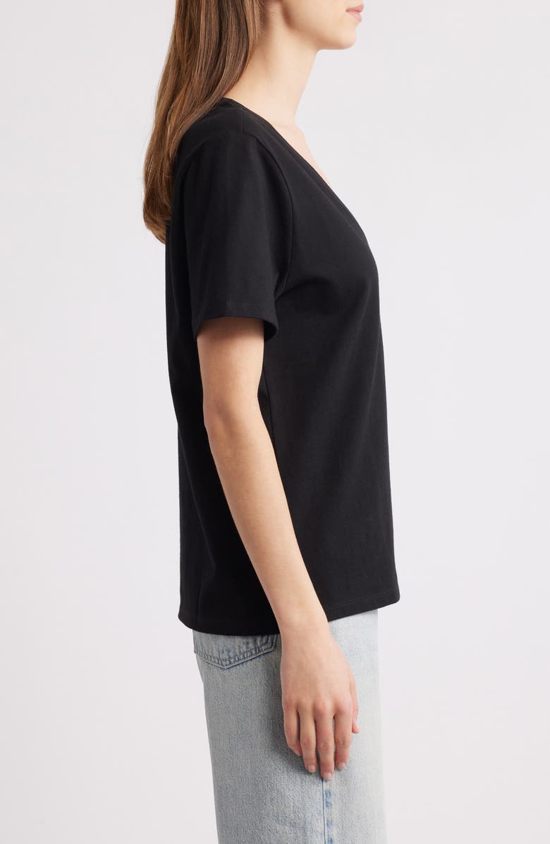 Good American Heritage V-Neck T-Shirt, Alternate, color, Black001