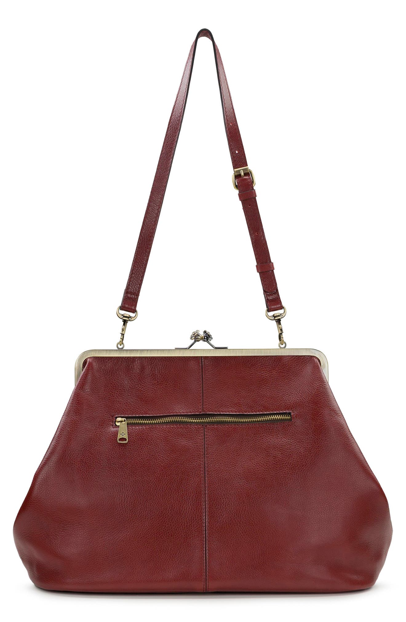 Serafina Large Frame Leather Crossbody Bag, Alternate, color, MAROON