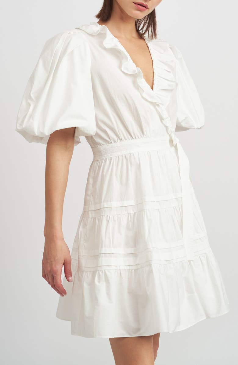 En Saison Lorena Ruffle Wrap Minidress, Alternate, color, 