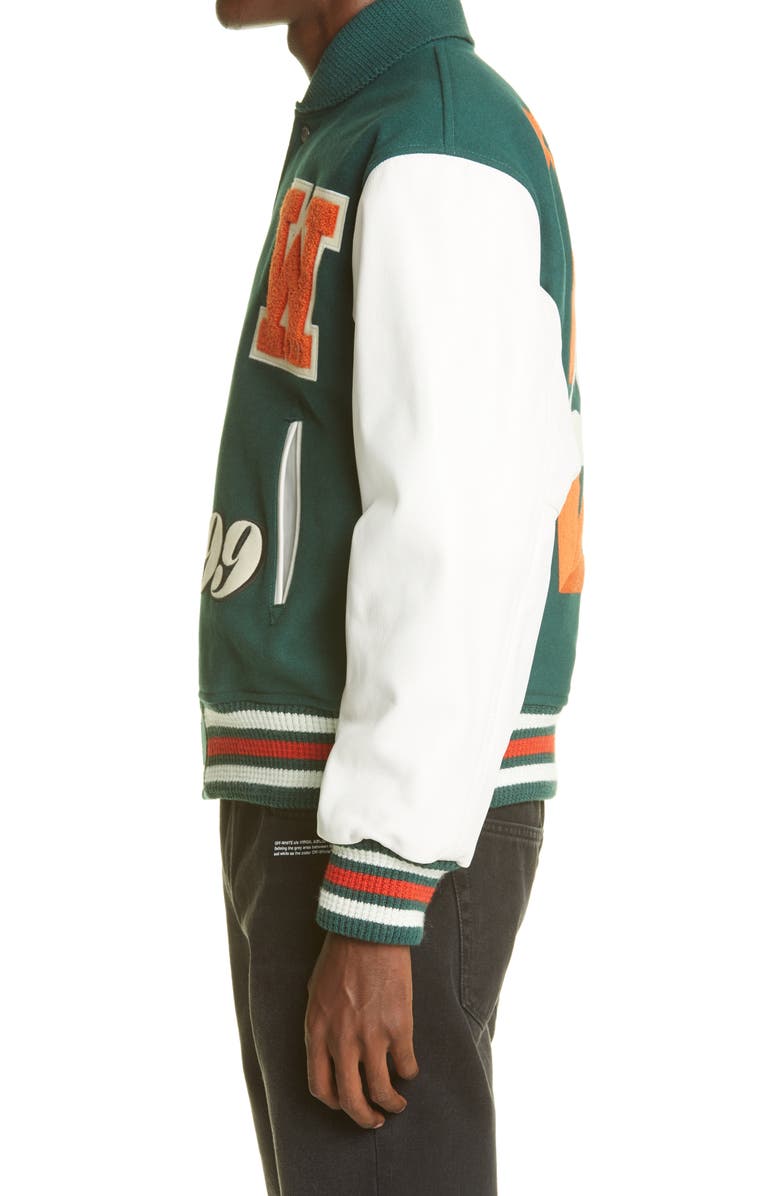 Off-White Barrel Worker Logo Varsity Jacket, Alternate, color, 