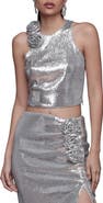 Avec Les Filles Sequin Crop Top