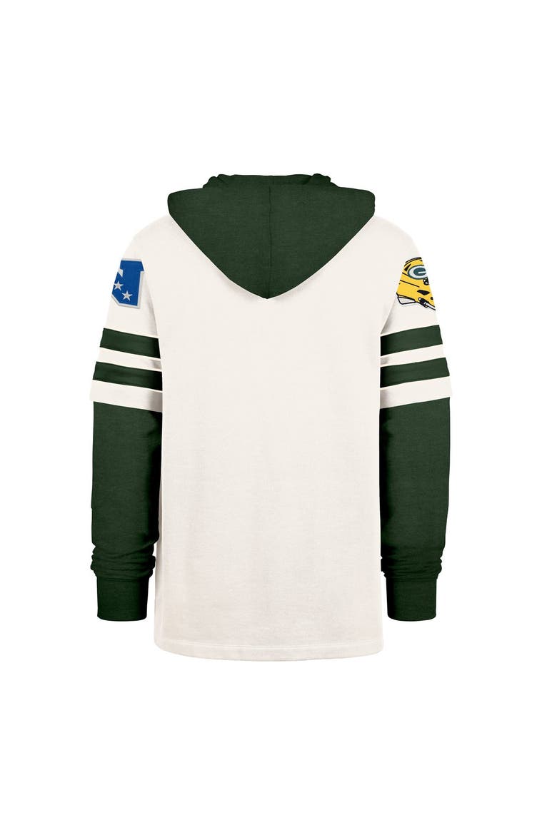 Men's '47  Cream Green Bay Packers Split Zone Cornerback Duo Lacer Hoodie, Alternate, color, Cream