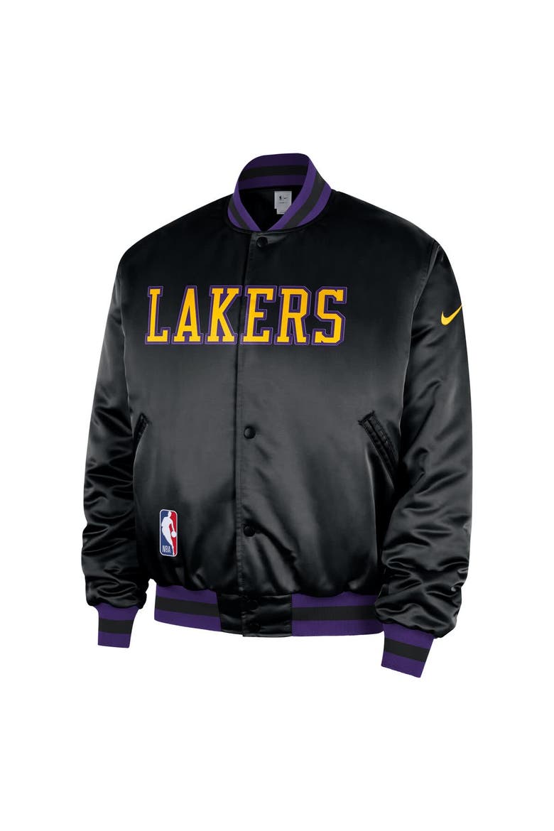 Men's Nike  Black Los Angeles Lakers 2025/26 City Edition Remix Courtside Full-Snap Bomber Jacket, Alternate, color, Black