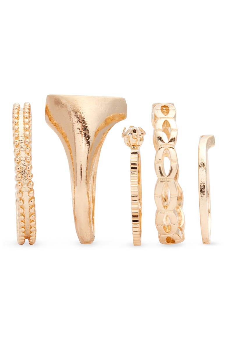 x Claudia Sulewski Set of 5 Stacking Rings, Alternate, color, GOLD