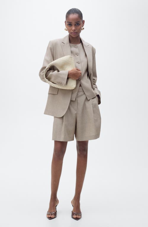 MANGO MANGO VIVIAN PLEATED STRIPE BERMUDA SHORTS 