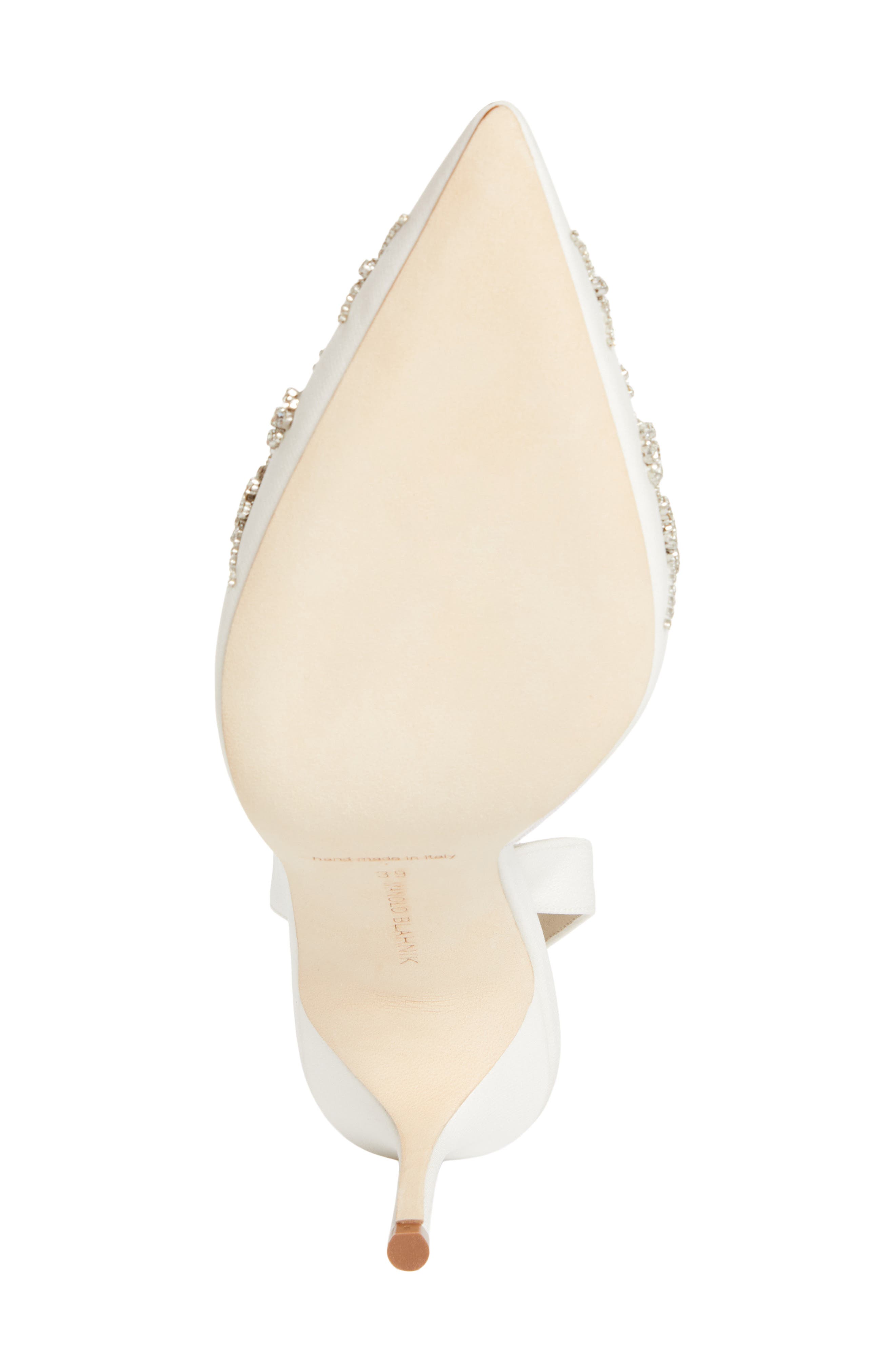 Manolo Blahnik Ralyne Embellished Slingback Pump, Alternate, color, Cream
