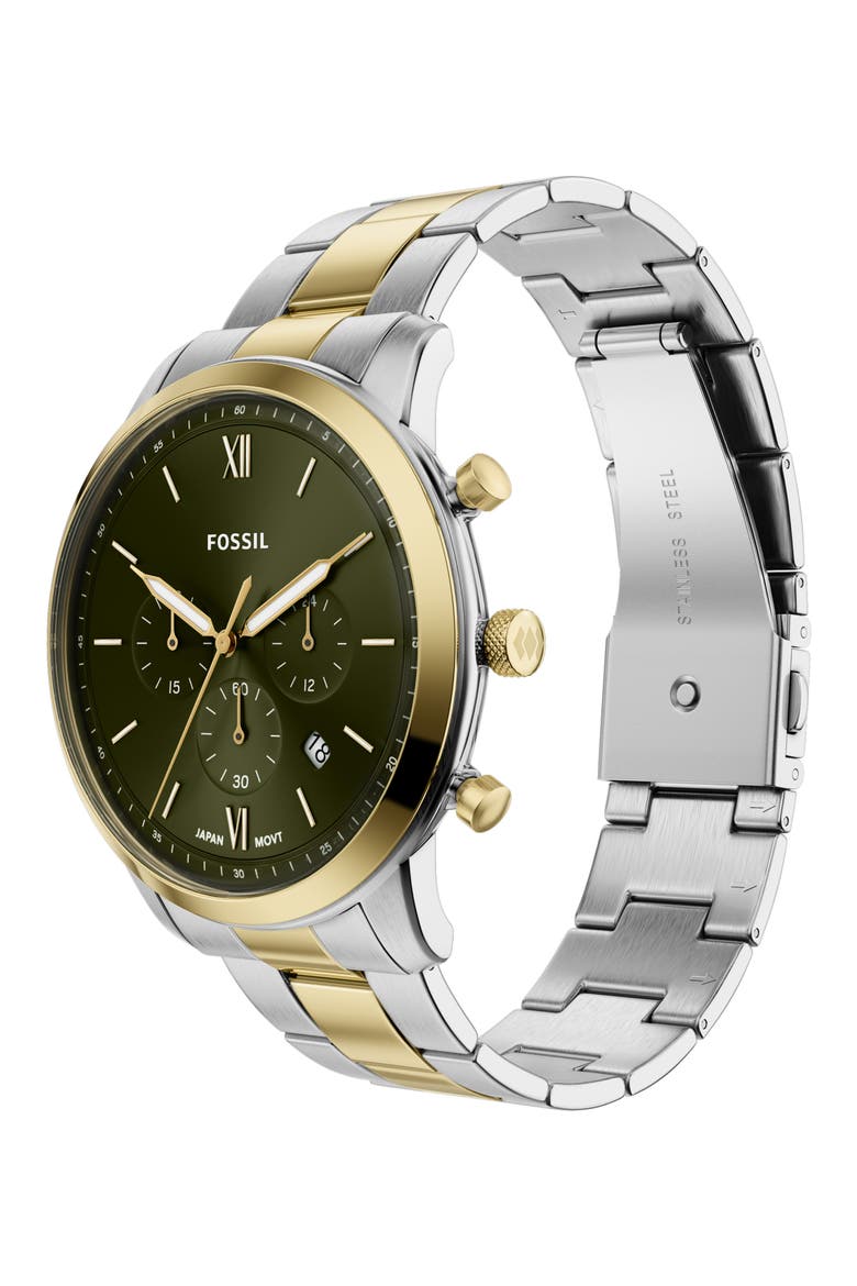 Neutra Chronograph Two-Tone Bracelet Watch, 44mm, Alternate, color, GREEN/ TWO TONE