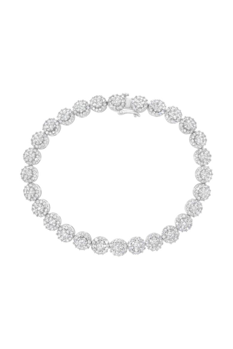 14K White Gold 3-3/4 Cttw Diamond Cluster Links Tennis Bracelet, Main, color, White