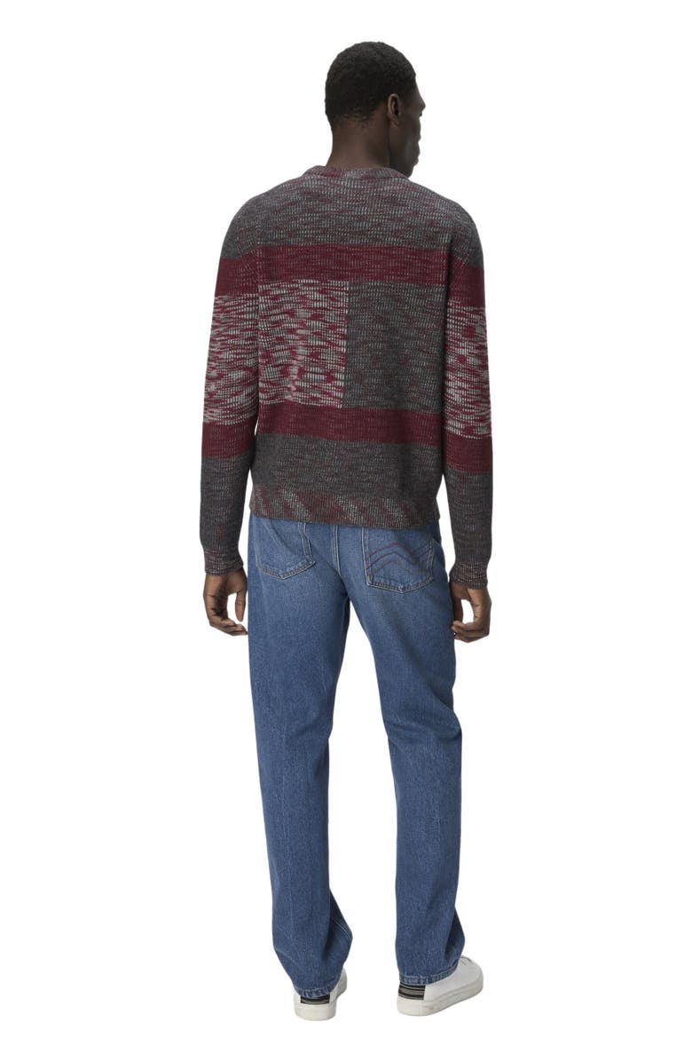 Missoni Crew Neck Sweater With Check Pattern, Alternate, color, Grey & Burgundy
