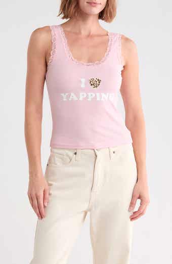 I Heart Yapping Graphic Lace Trim Tank