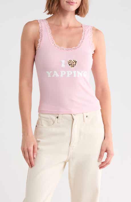 I Heart Yapping Graphic Lace Trim Tank