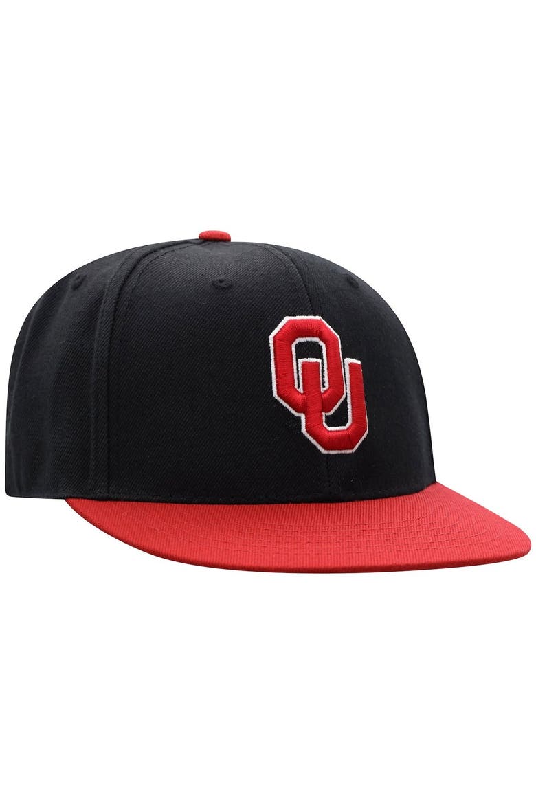 Men's Top of the World Black/Crimson Oklahoma Sooners Team Color Two-Tone Fitted Hat, Alternate, color, Black