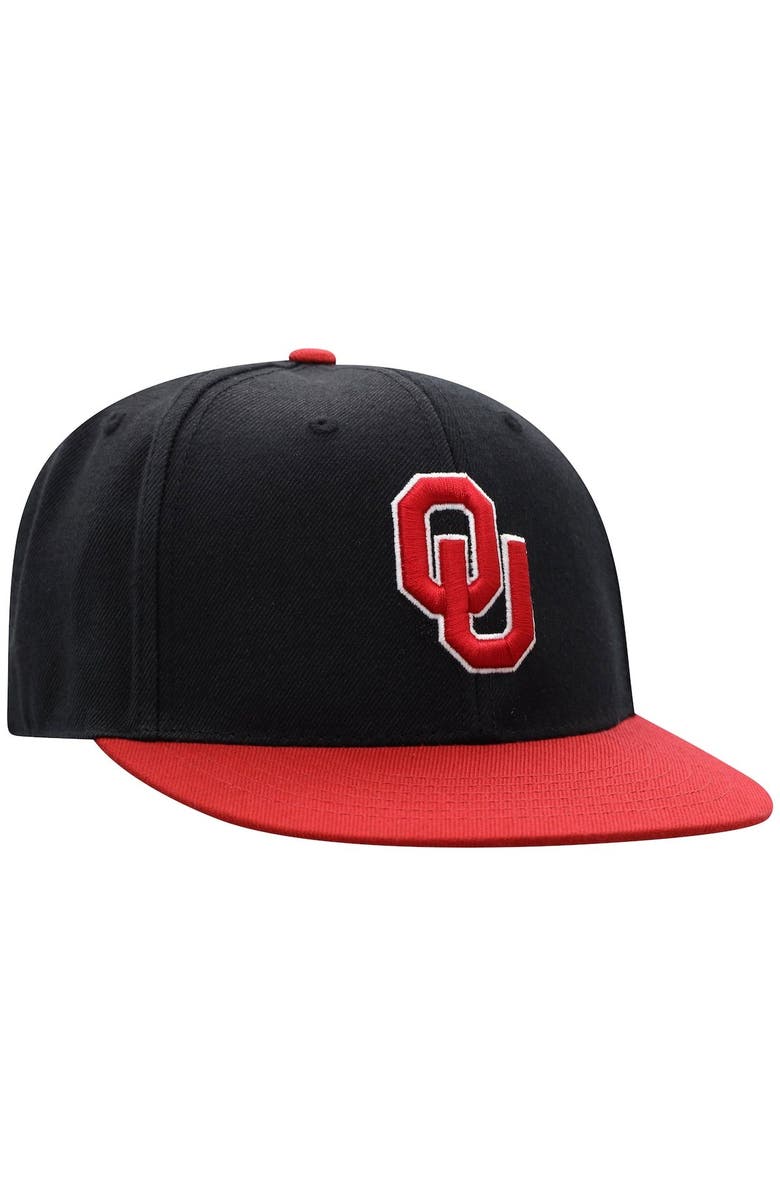 TOP OF THE WORLD Men's Top of the World Black/Crimson Oklahoma Sooners Team Color Two-Tone Fitted Hat, Alternate, color, Black