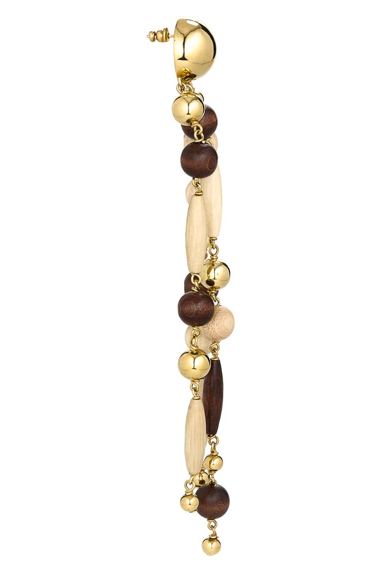 Wooden Beaded Drop Earrings, Alternate, color, GOLD