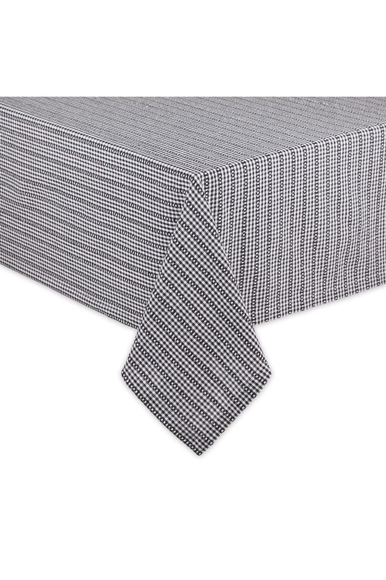 Black Farmhouse Gingham Tablecloth 52X52, Alternate, color, Black