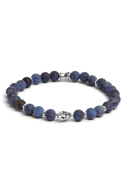 Men's Skull Semiprecious Bead Bracelet