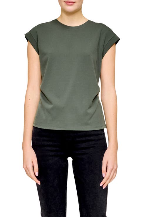 Side Ruched Crepe Top