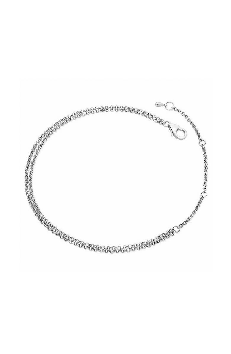 Lucy Quartermaine Double Chain Drop Anklet, Main, color, Sterling Silver