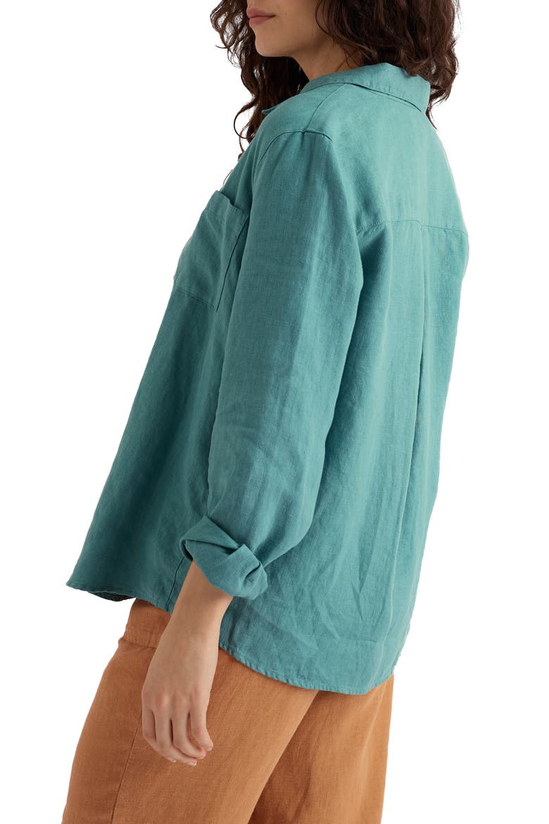 Hazel Branch Linen Button-Up Shirt, Alternate, color, RIVERSIDE